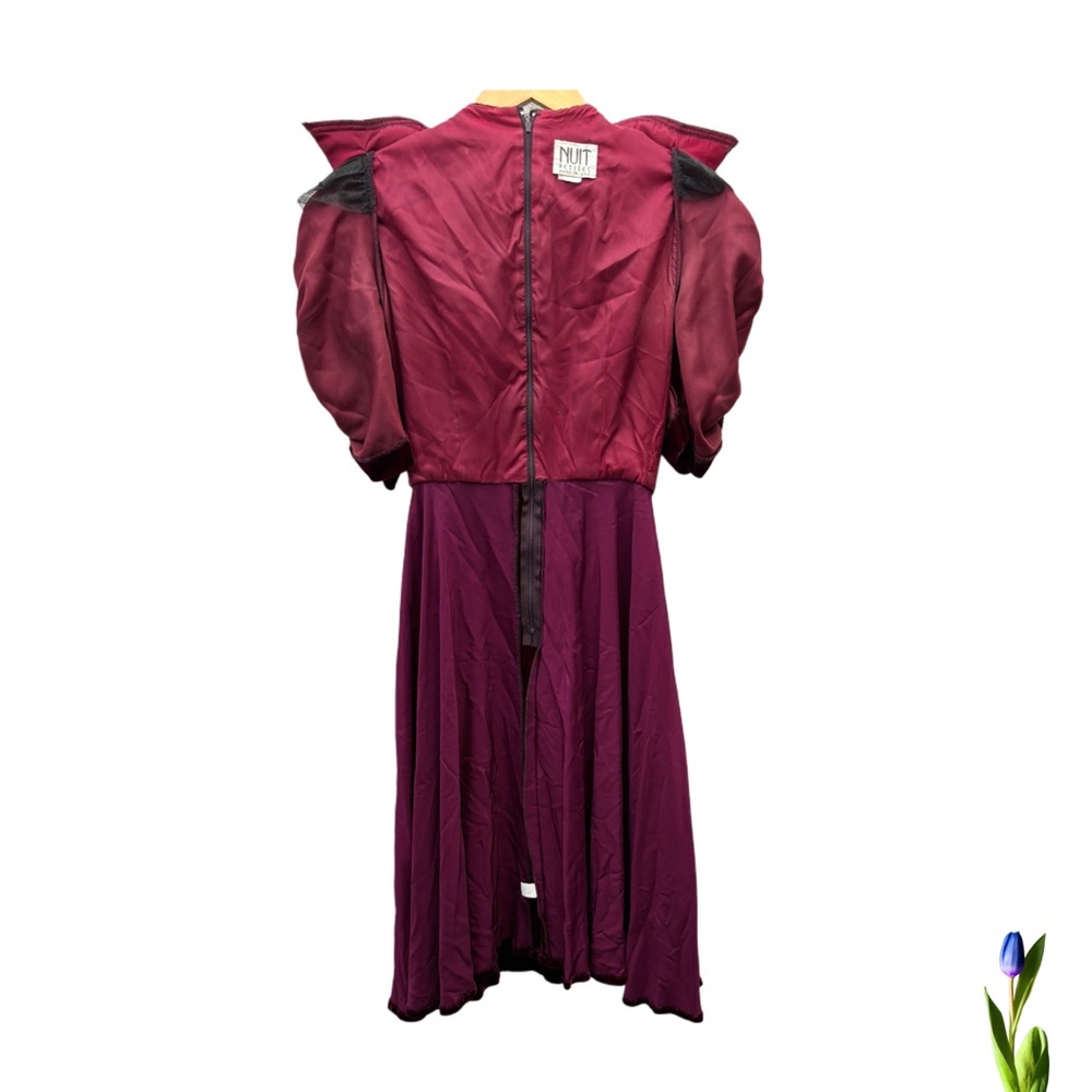 Vintage Burgundy Velvet Dress NUIT PETITES Union Made U.S.A. Size 6 - Picture 6 of 11